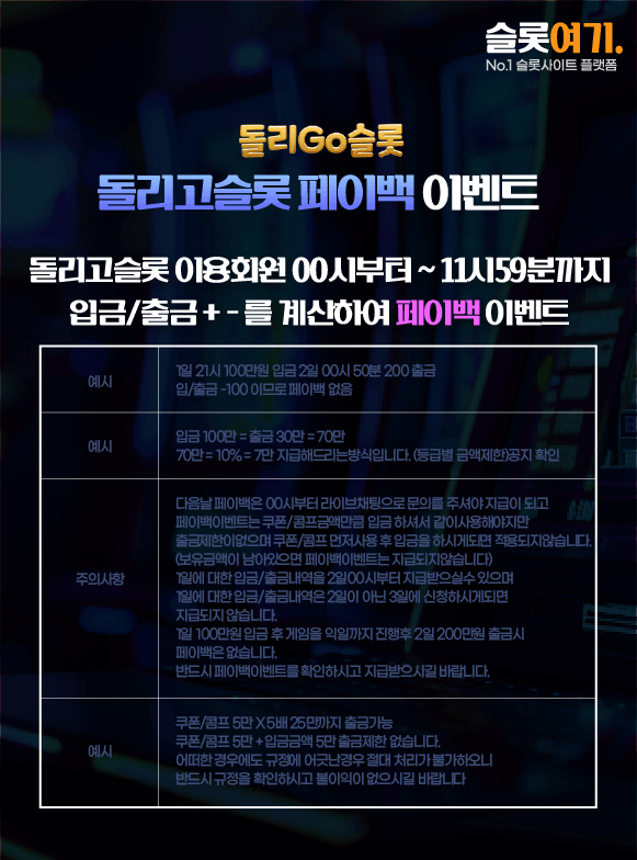 돌리고슬롯 페이백 이벤트
